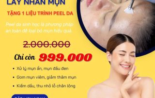 Ưu đãi combo liệu trình dịch vụ 3 buổi lấy nhân mụn tặng 1 buổi peel da