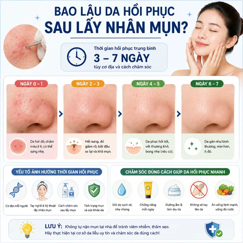 Sau Khi Lấy Nhân Mụn Bao Lâu Thì Da Hồi Phục? Timeline Chi Tiết