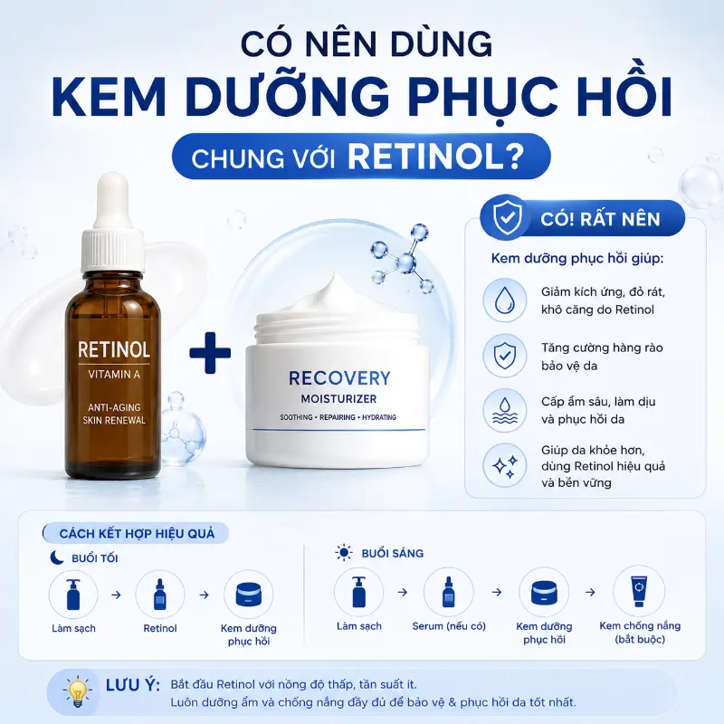 Có Nên Dùng Kem Dưỡng Phục Hồi Chung Với Retinol Không?