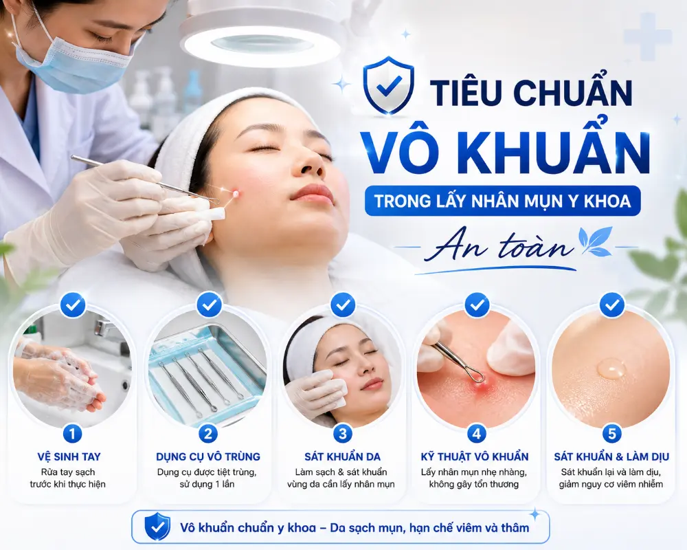 Tiêu Chuẩn Vô Khuẩn Trong Lấy Nhân Mụn Y Khoa An Toàn